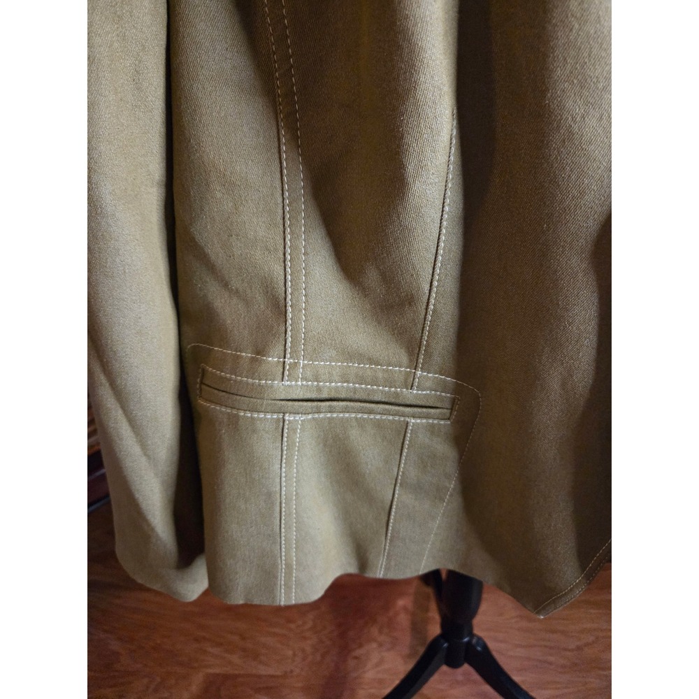 Vtg Kasper Woman Khaki Tan Contrast Stitch Blazer Jacket Plus Size 24W Tailored - Picture 2 of 15